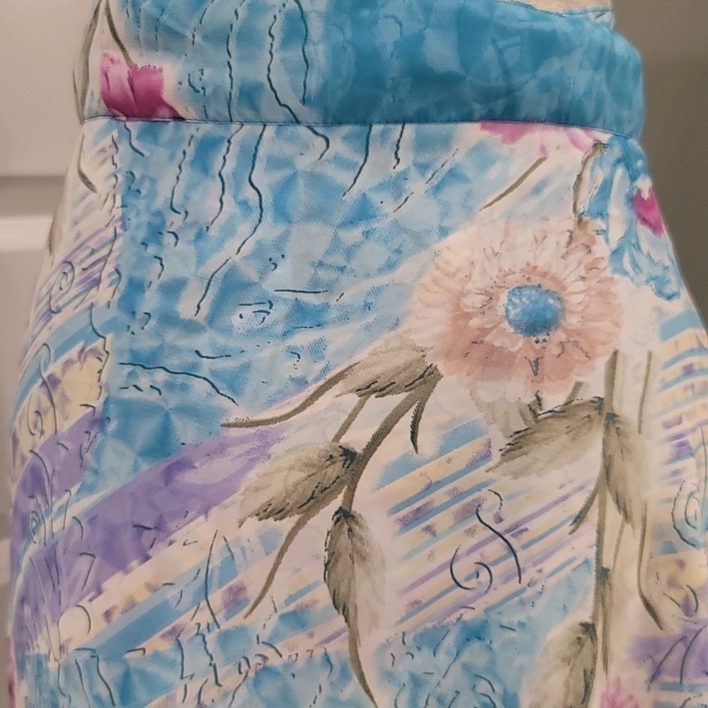 Jovani Designs Hawaiian Aqua Floral Silk Blend Wrap Maxi Skirt - Size Large O/S - Picture 6 of 8